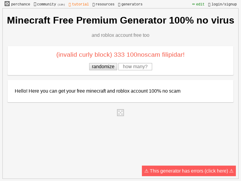Minecraft Free Premium Generator 100 No Virus Perchance Org