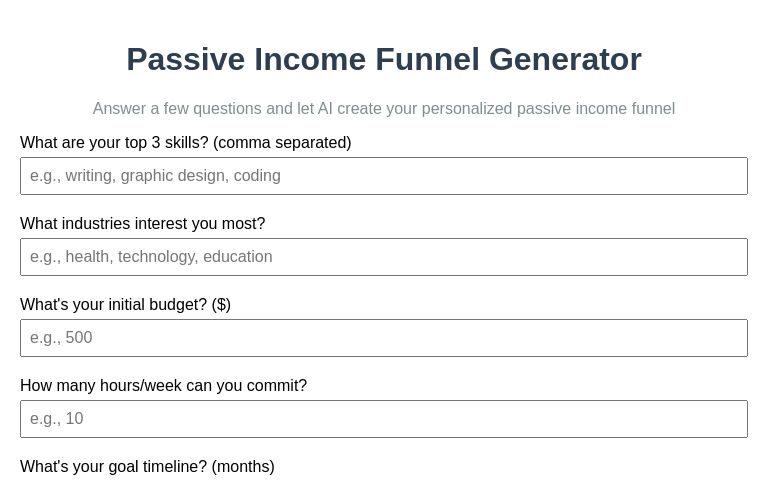 Passive Income Funnel Generator