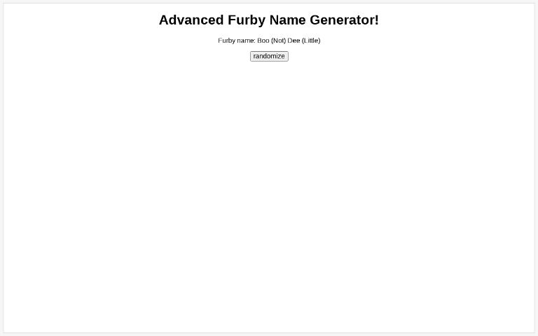 Advanced Furby Name Generator!