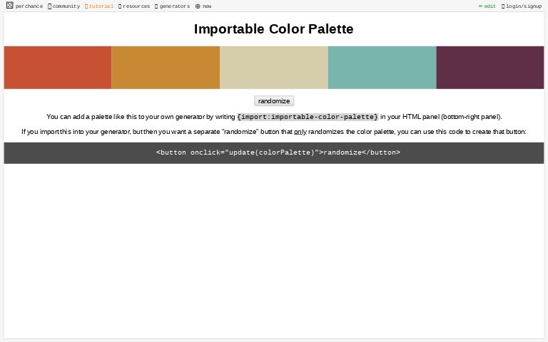 Importable Color Palette Perchance Generator