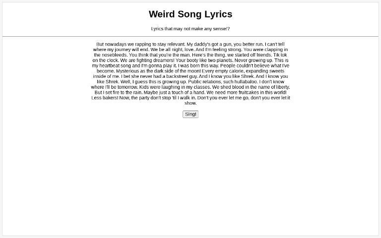weird-song-lyrics-perchance-generator