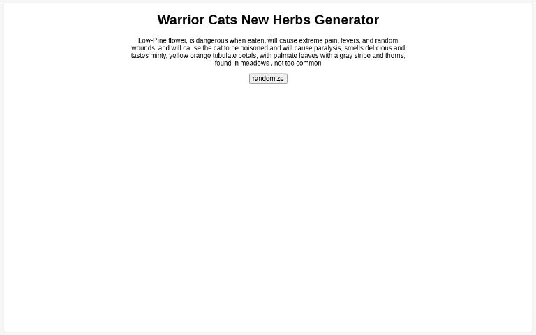 Warrior Cats New Herbs Generator