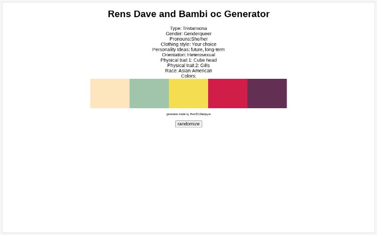 Rens Dave and Bambi oc Generator