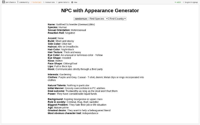 NPC with Appearance Generator