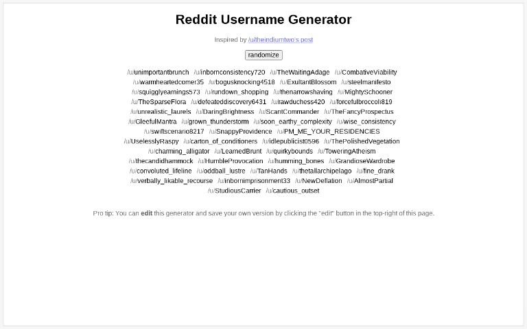 Username Generator Reddit