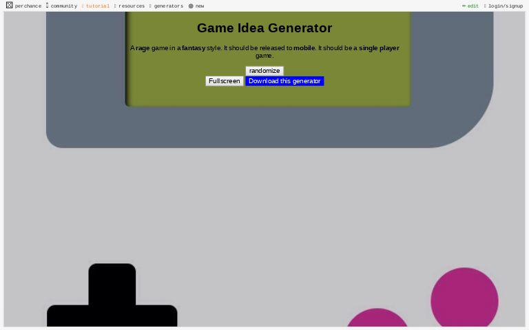 Game idea generator perchance