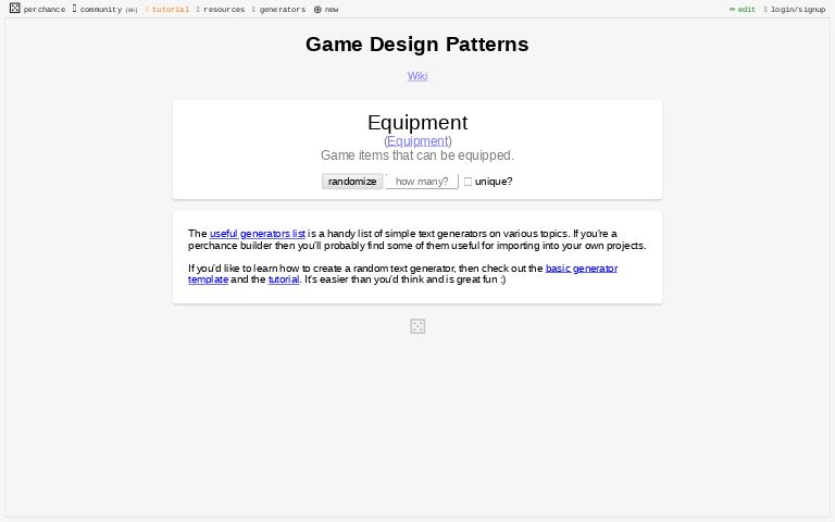 Game Design Patterns ― Perchance Generator