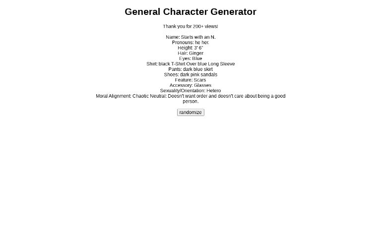 General Character Generator