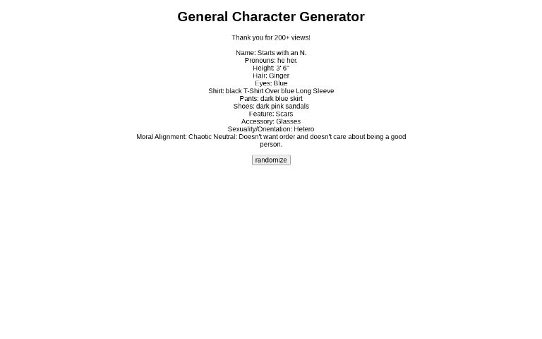 General Character Generator