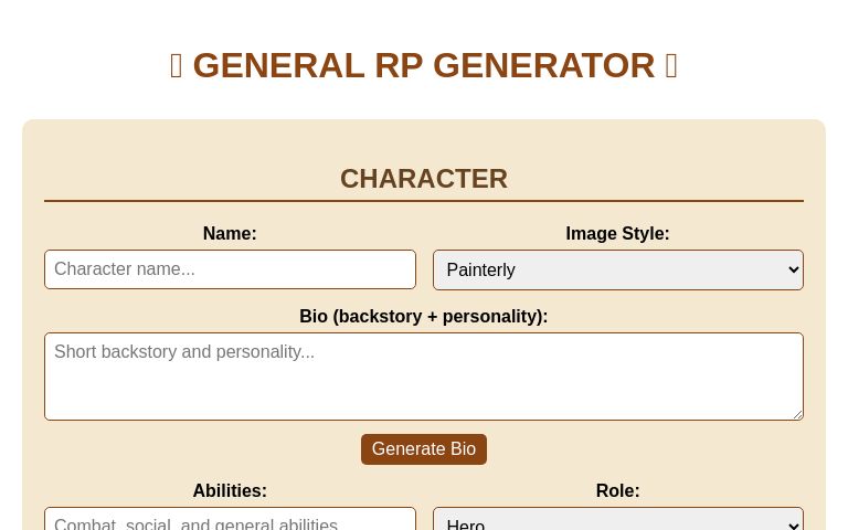 🎭 GENERAL RP GENERATOR 🎭
