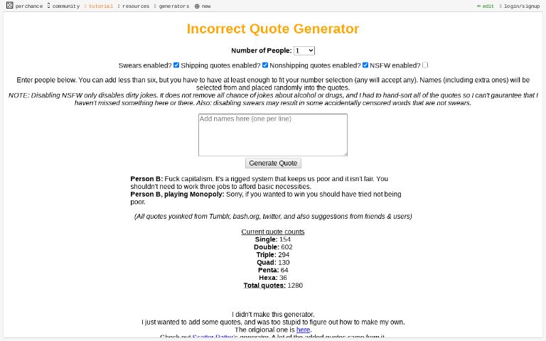 Incorrect Quote Generator