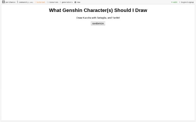 What Genshin Character(s) Should I Draw ― Perchance Generator