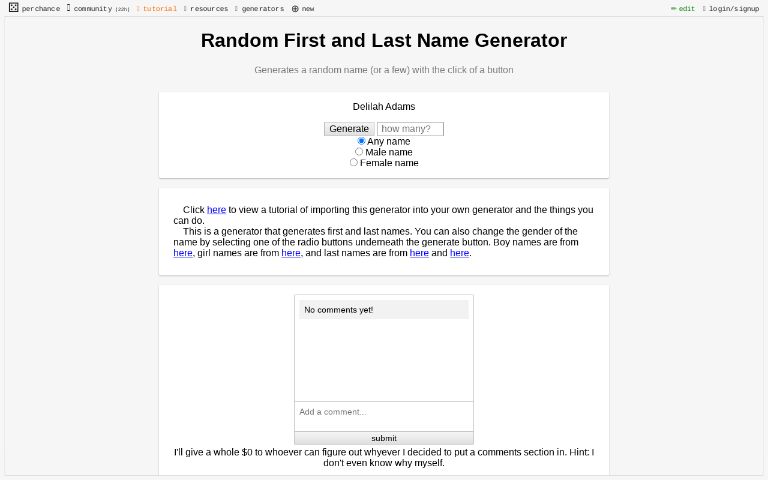 First and Last Name ― Perchance Generator