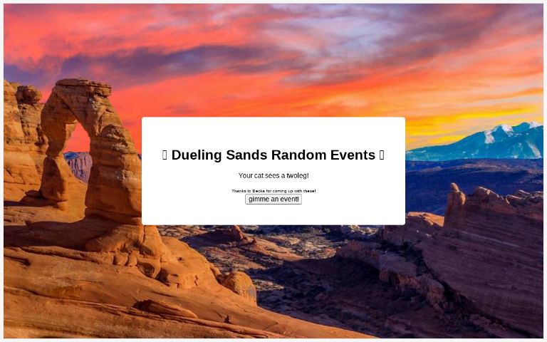 🏜️ Dueling Sands Random Events 🏜️ ― Perchance Generator