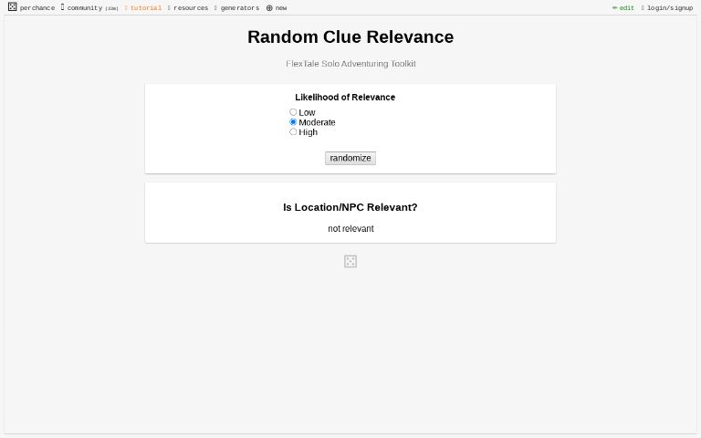 Random Clue Relevance ― Perchance Generator