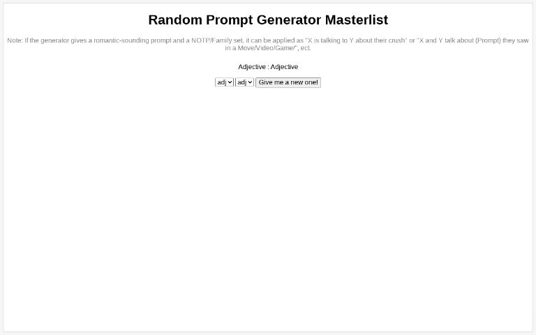 Random Prompt Generator Masterlist