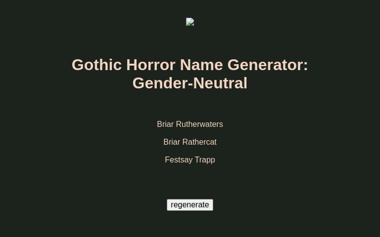 Gothic Horror Name Generator: Gender-Neutral
