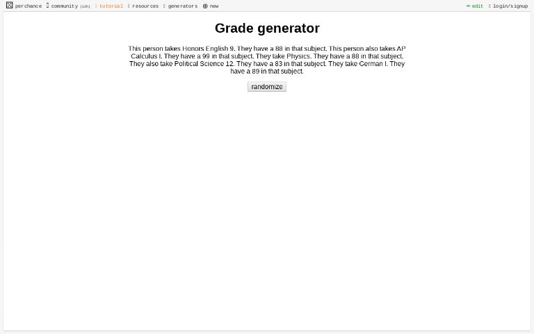 Grade generator