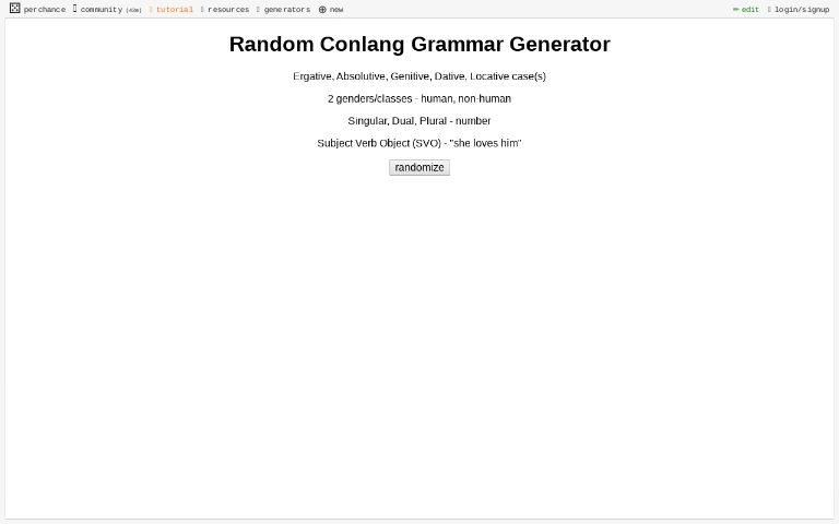 Random Conlang Grammar Generator