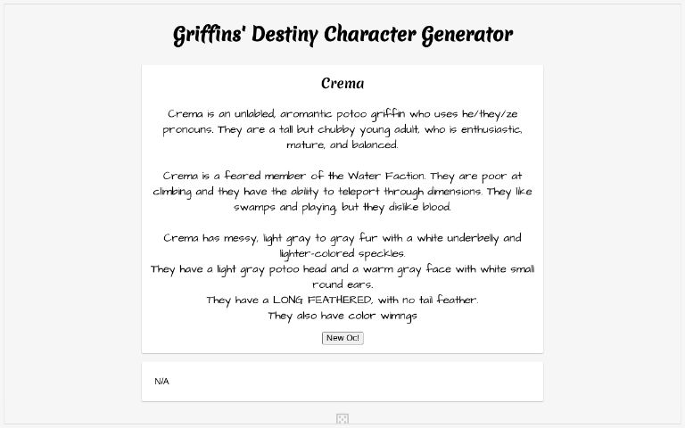 Griffin's Destiny, Griffin's Destiny Wiki