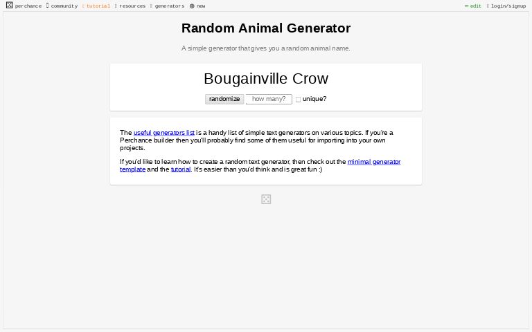 Random Animal Generator ― Perchance