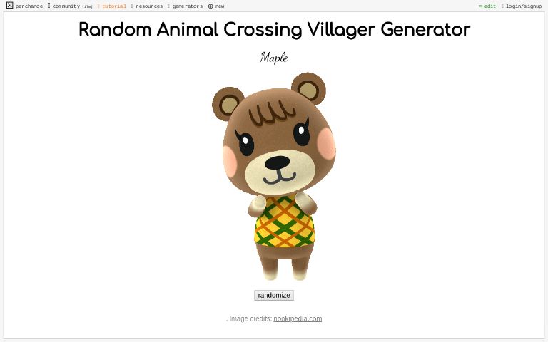 random-animal-crossing-villager-generator