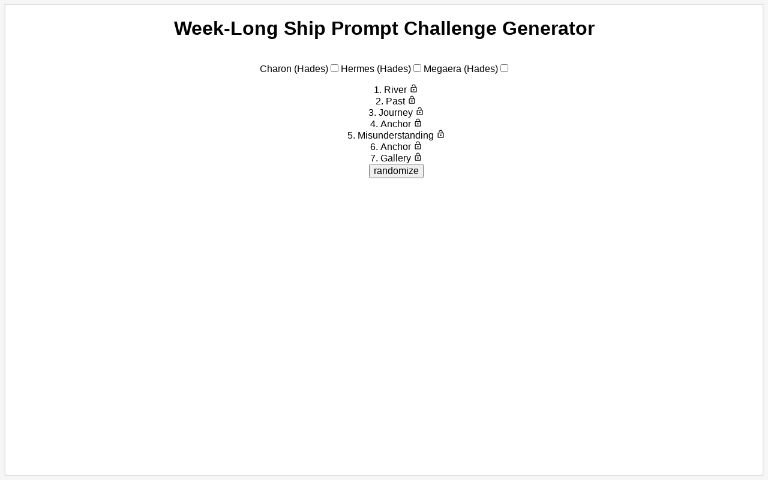 Week-Long Ship Prompt Challenge Generator
