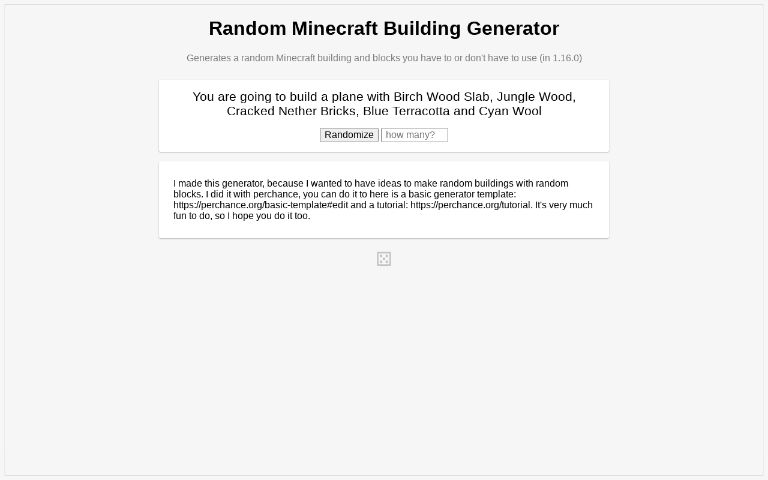 Random Minecraft Building Generator