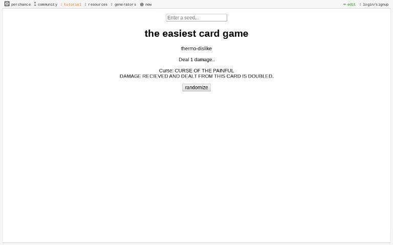 The Easiest Card Game Perchance Generator