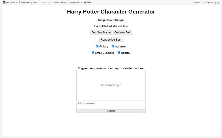 Harry Potter Character Generator Perchance