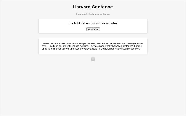 Harvard Sentence ― Perchance Generator