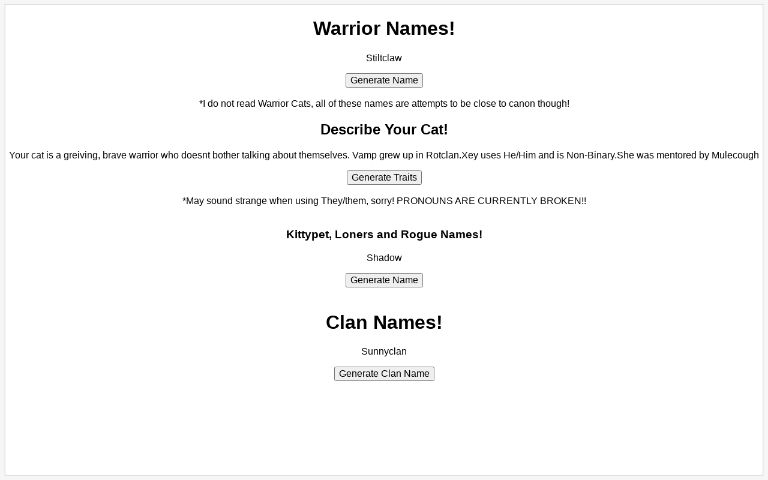 Warrior Cat And Loner/Rogue Name Generator