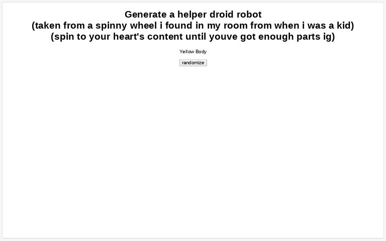 Generate a helper droid robot (taken from a spinny wheel i found in my ...