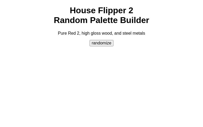 House Flipper 2 Random Palette Builder ― Perchance Generator
