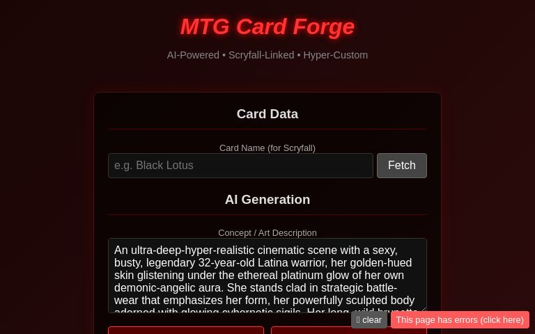 MTG Card Forge  Perchance Generator