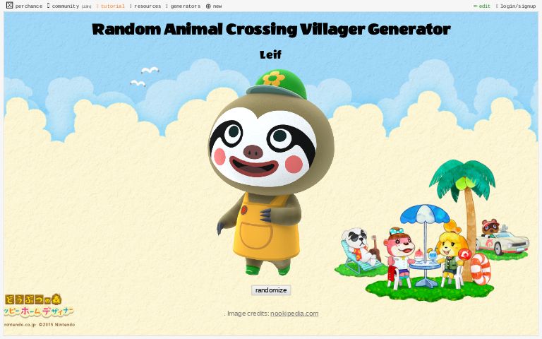 Random Animal Crossing Villager Generator Perchance