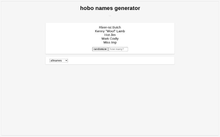 hobo names generator
