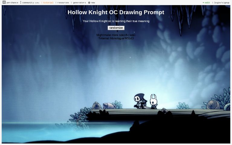 Hollow Knight OC Drawing Prompt ― Perchance Generator