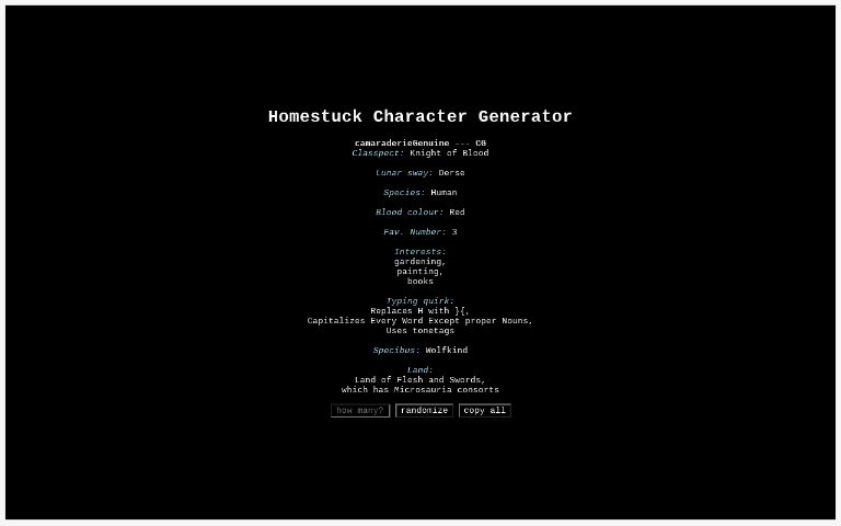 Homestuck Character Generator