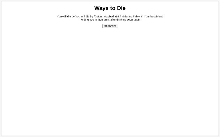 Ways to Die ― Perchance Generator