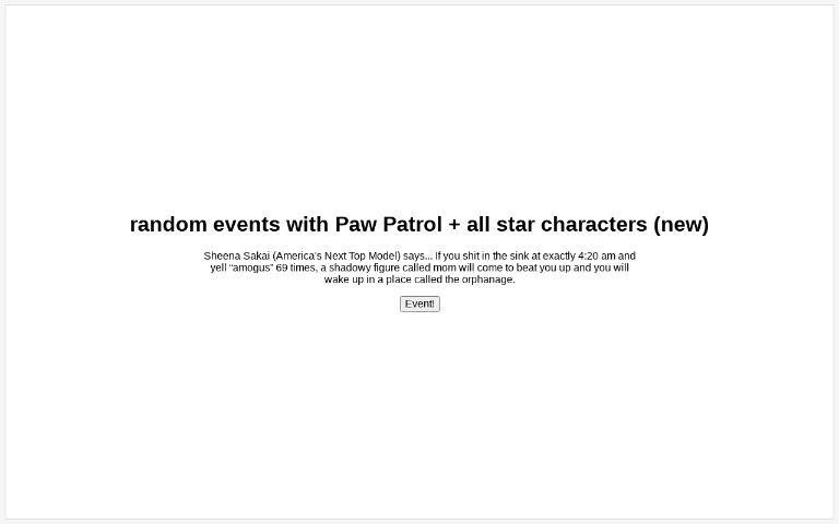 random events with Paw Patrol + all star characters (new) ― Perchance  Generator