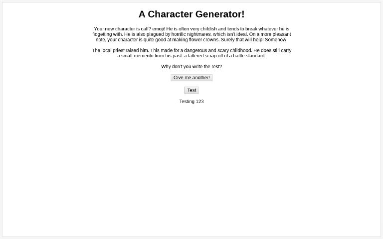 A Character Generator!