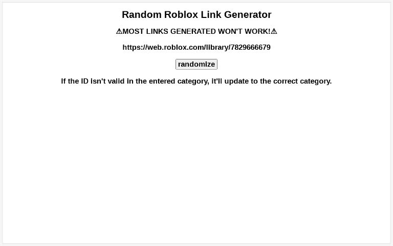 Random Roblox Link Generator