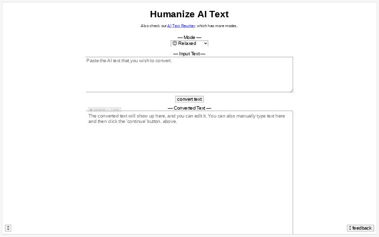 Humanize - AI Text Converter (free, no sign-up, unlimited) ― Perchance ...