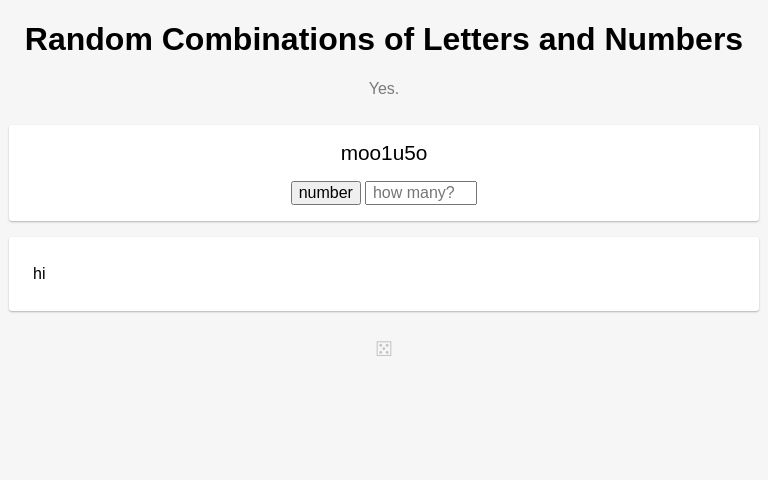 random number and letter combination generator