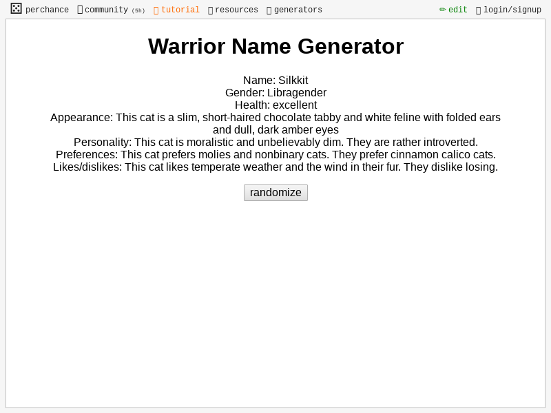 Unique Warrior Cat Name Generator ― Perchance