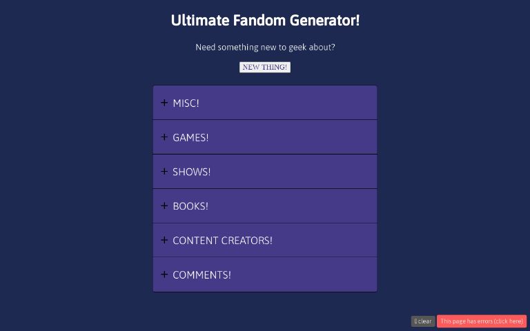 Ultimate Fandom Generator!
