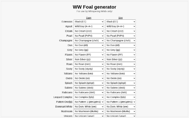 WW Foal generator