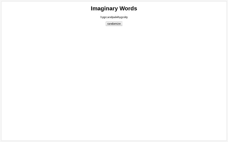 Imaginary Words ― Perchance Generator