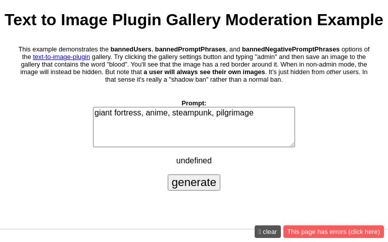 Text to Image Plugin Gallery Moderation Example